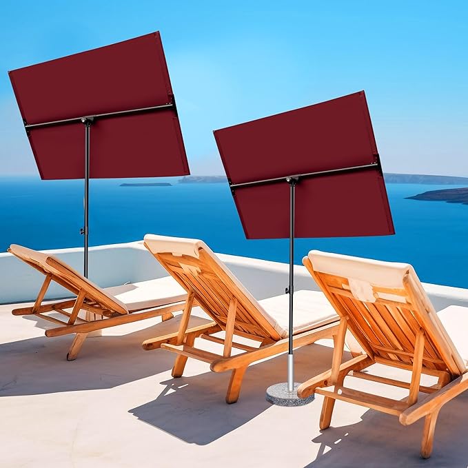 Rectangular Patio Umbrella with 360° Rotating Knob, 6x4 FT Balcony Umbrella, UV-Resistant Balcony Shade for Apartment, Deck, Porch, and Small Outdoor Spaces