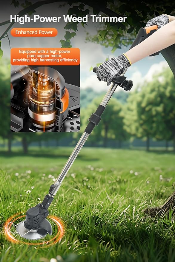 Cordless Weed Wacker,Electric Weed Eater,2 Batteries,Grass Trimmer Cordless,Black-C