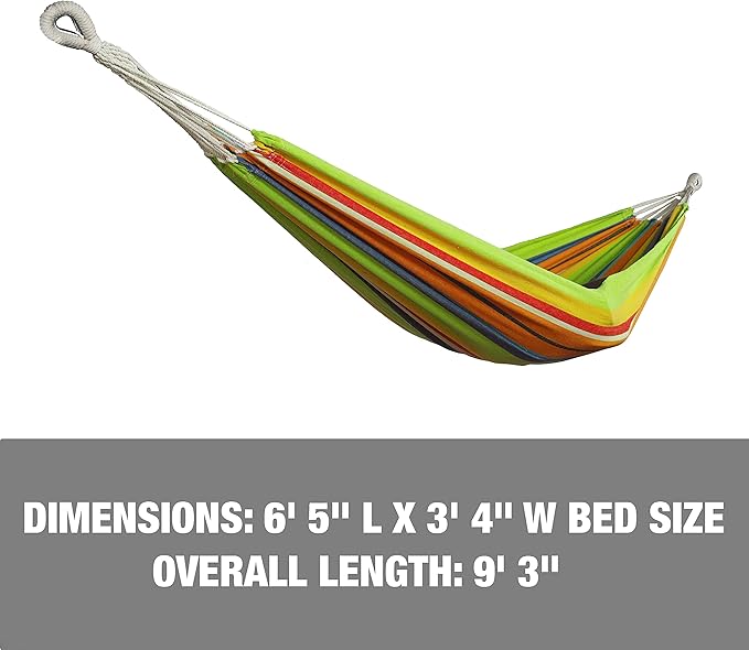 Bliss Hammocks BH-400-GC 40" Wide Hammock w/Hand-Woven Rope Loops & Hanging Hardware, Outdoor, Patio, Backyard Durable, Cotton and Polyester Blend, 220 Lbs Capacity, Guacamole