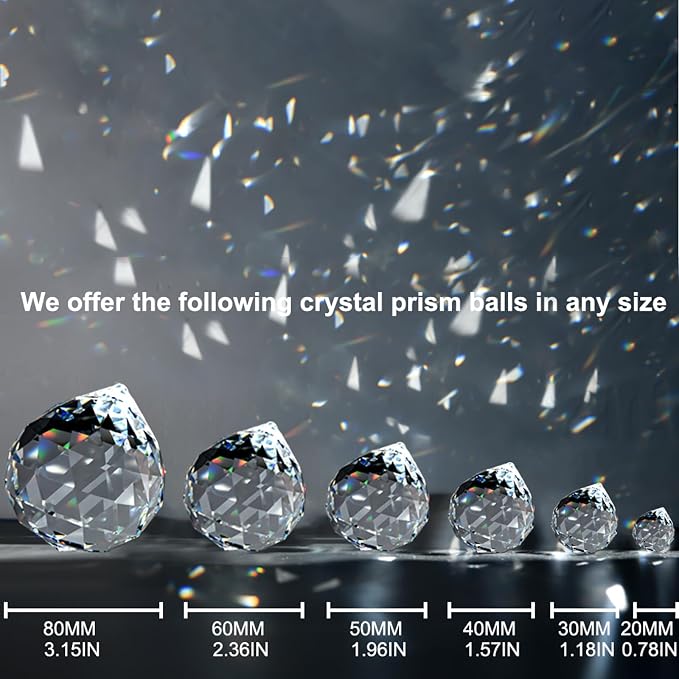 MerryNine Clear Crystal Sun Catcher Suncatcher Prism Ball Windows Hanging | 20 Pieces, 0.8"/20mm, Rainbow Maker, Crystal Beads, for Feng Shui, Home Room Decor, Indoor Windows, for Gift, DIY