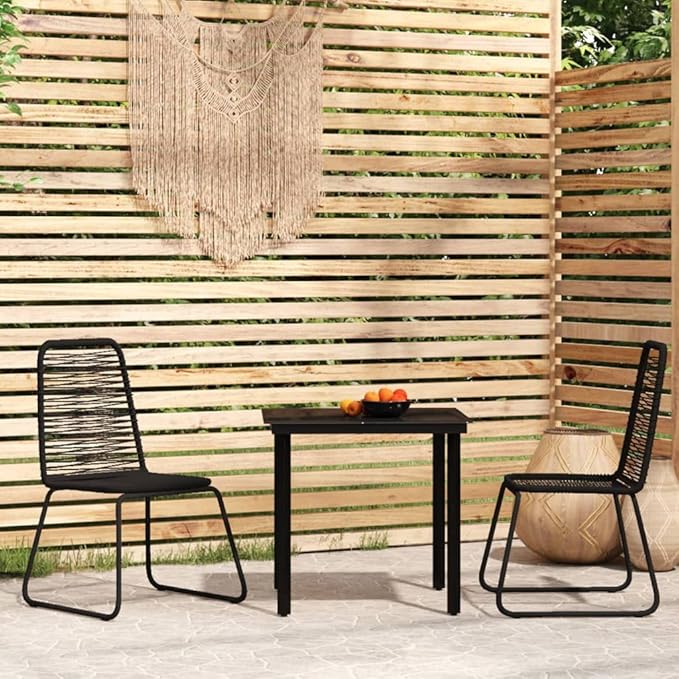Backyard Furniture Patio Conversation Sets Outdoor Seating 3 Piece Patio Dining Set Black Suitable for Swimming Pool, Courtyard, Garden