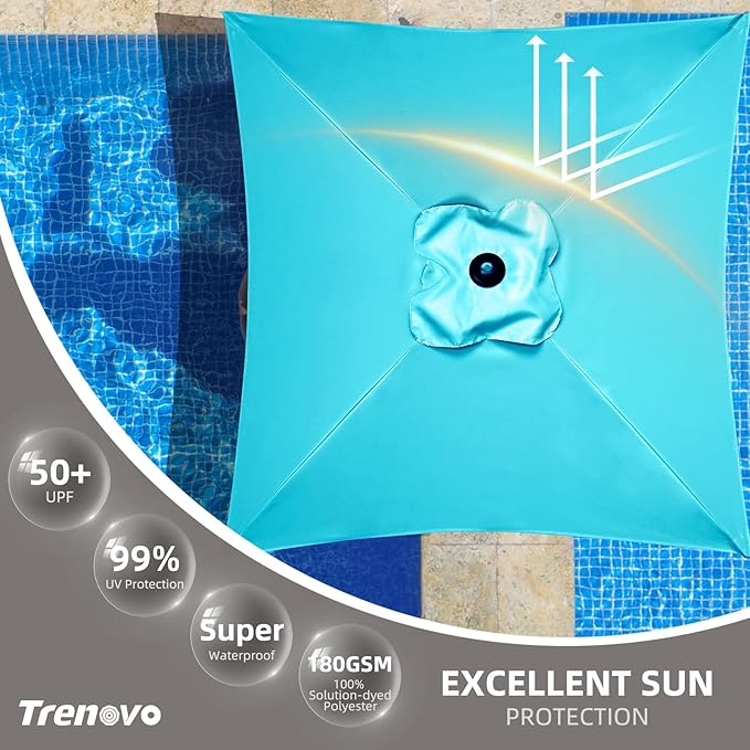4.9ft Mini Square Patio Umbrella - UV 50+ Waterproof & Easy Setup | Outdoor Table Umbrella for Deck, Balcony, Garden, Lawn, Backyard, Market