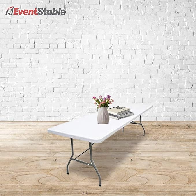 EventStable TitanPRO Plastic Folding Table - Sturdy Outdoor Folding Table - Lightweight Fold Up Table for Weddings Cocktail Parties patios - 8' x 30'' - 10 Pack