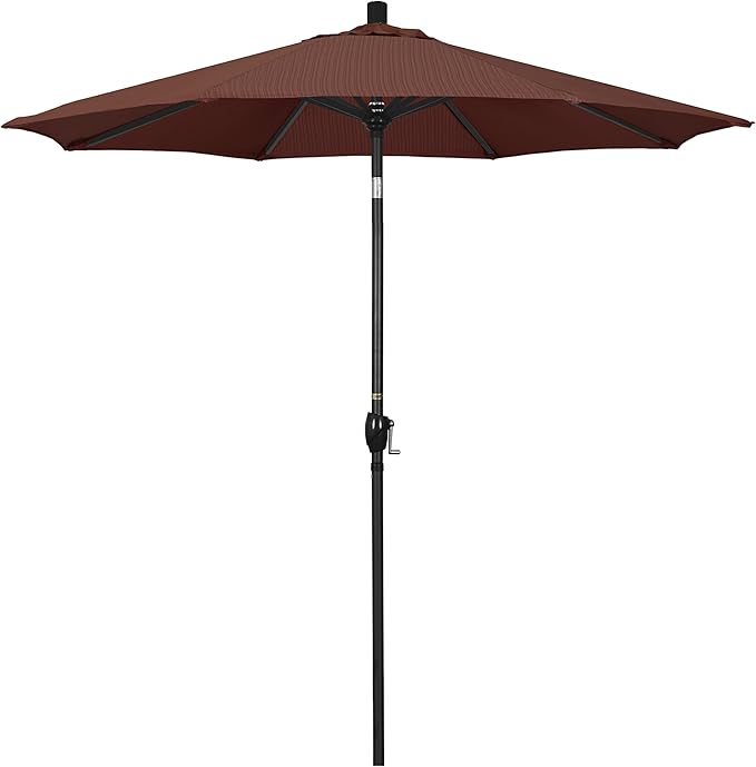 California Umbrella 7.5' Round Aluminum Market Umbrella, Crank Lift, Push Button Tilt