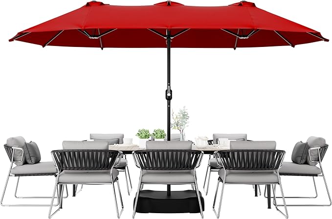Joyside 13FT Large Patio Umbrella, Outdoor Double Sided Umbrella, Rectangle Umbrella with Crank Handle, 12 Sturdy Ribs for Deck, Porch and Pool
