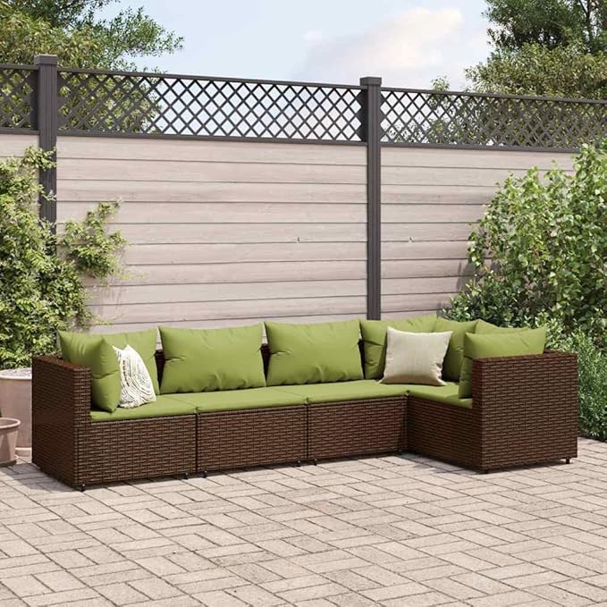 Patio Furniture Sets,Outdoor loveseat,Patio Conversation Sets,5 Piece Patio Lounge Set with Cushions Brown Poly RattanSuitable for Patio, Garden, Gazebo Low