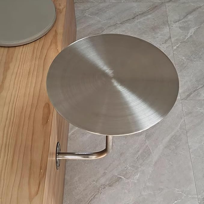 Round Bistro Pub Table - Wall Mount Cocktail Table, Silver Stainless Steel - Stylish Indoor/Outdoor Dining Table, Compact 15.7x15.7x17.7inch for Home & Bar Use