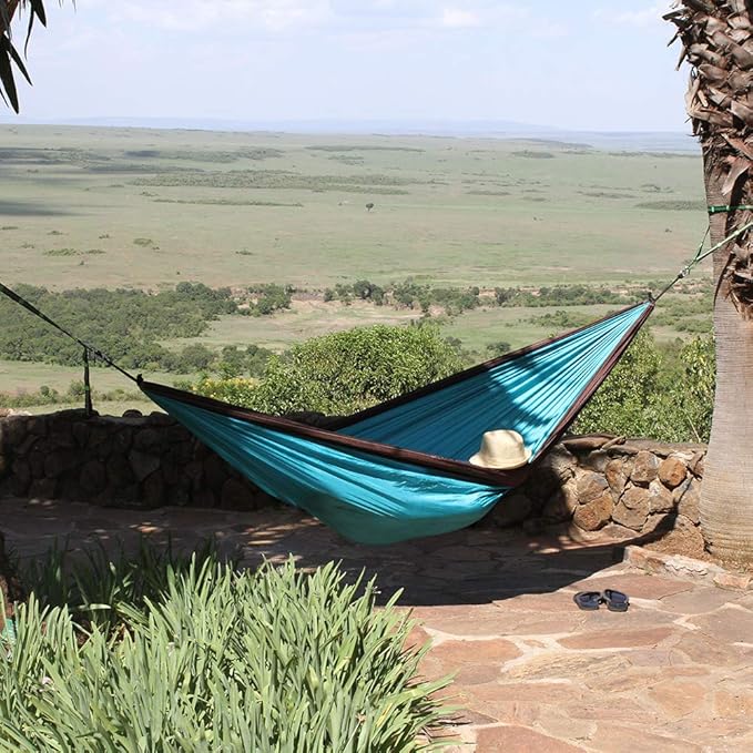 Vivere Double Parachute Camping Hammock, Includes Stuff-Sack (Chocolate/Turquoise)