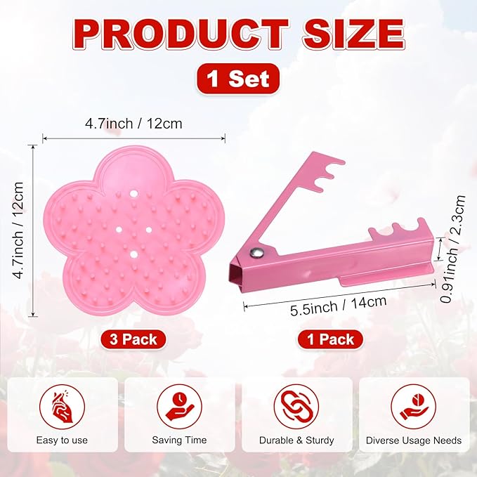 M METERXITY 1-Set Rose Thorn Stripper Tool, Plastic Metal Rose Stem Leaf Thorn Stripper for Bouquets Pruning Branches/Floral Arrangement, Flower Stripping Tool Remove Kit [Pink]
