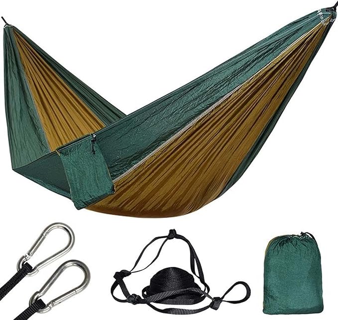 Hammocks for Camping 2 Person, Portable Hammock Foldable, Double Hammock Swing Chair for Adults, Hammock with Chains and Hooks, for Travel Patio Garden