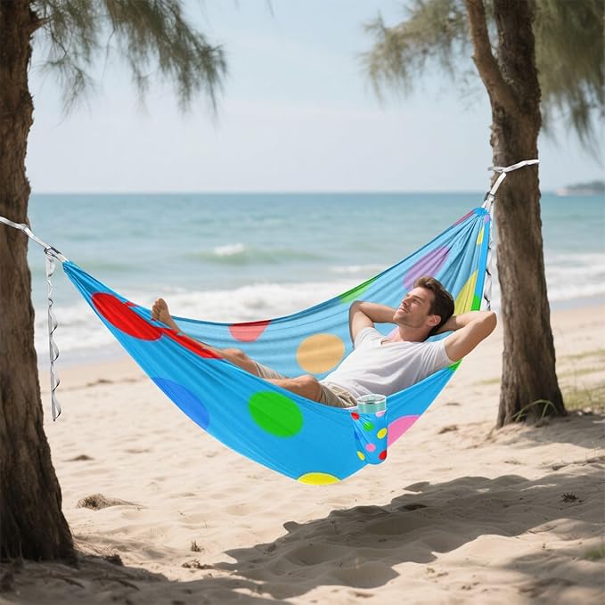 Cartoon Colorful Dot Blue 330lb Capacity Outdoor Hammock with Hanging Rope Swing Hammock for Indoor Outdoor Patio hamaca inflable para Piscina