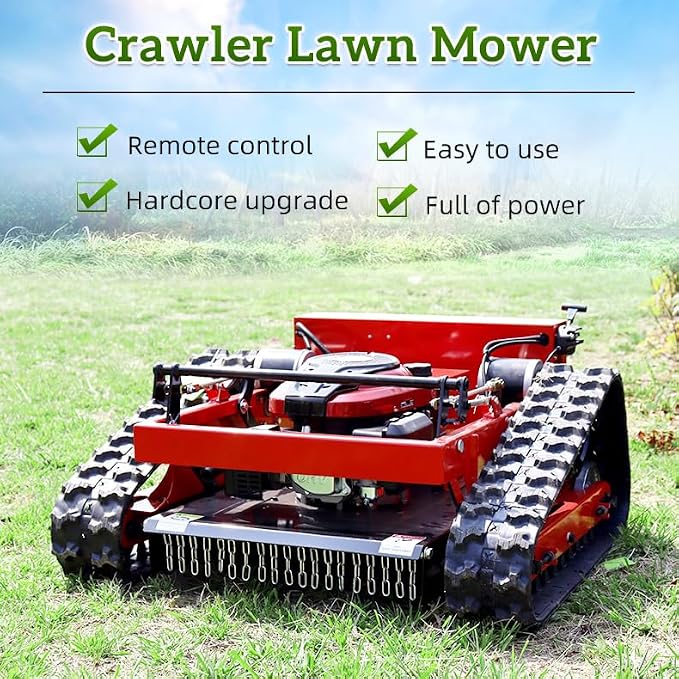 Remote Control Robotic Lawn Mower, Automatic Track Lawn Mower for 45° Slope, Adjustable Cutting Height, All Terrain Grass Cutter Yard Mower USA Stock