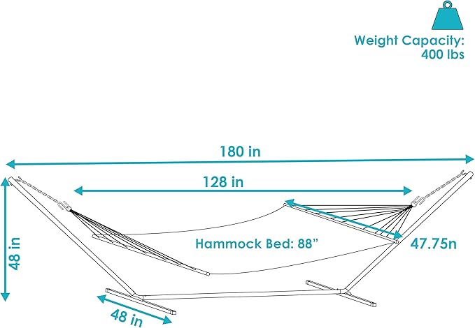 Sunnydaze Polyester Rope Double Hammock with 15-Foot Steel Stand - 400-Pound Capacity - Red