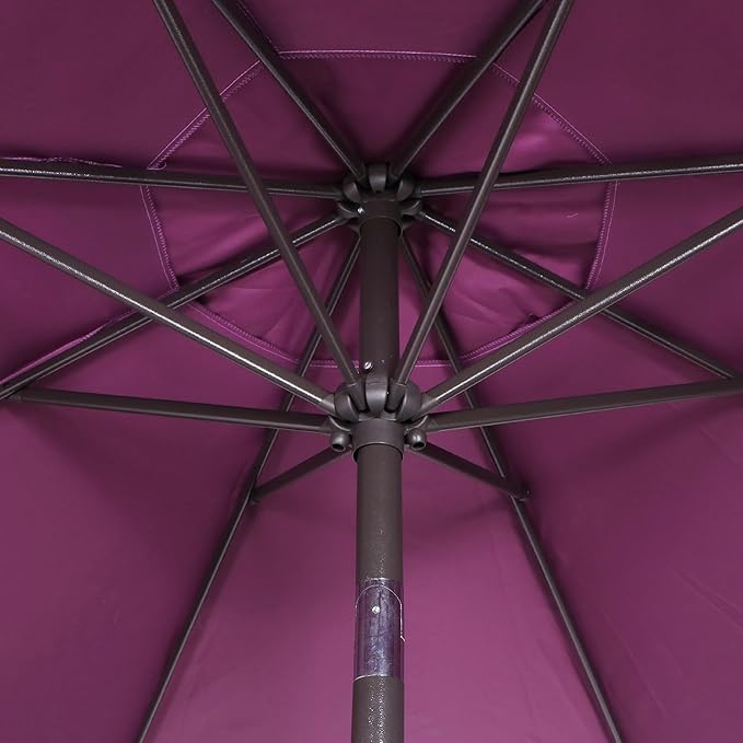 Blissun 9' Outdoor Patio Umbrella, Outdoor Table Umbrella, Yard Umbrella, Market Umbrella with 8 Sturdy Ribs, Push Button Tilt and Crank