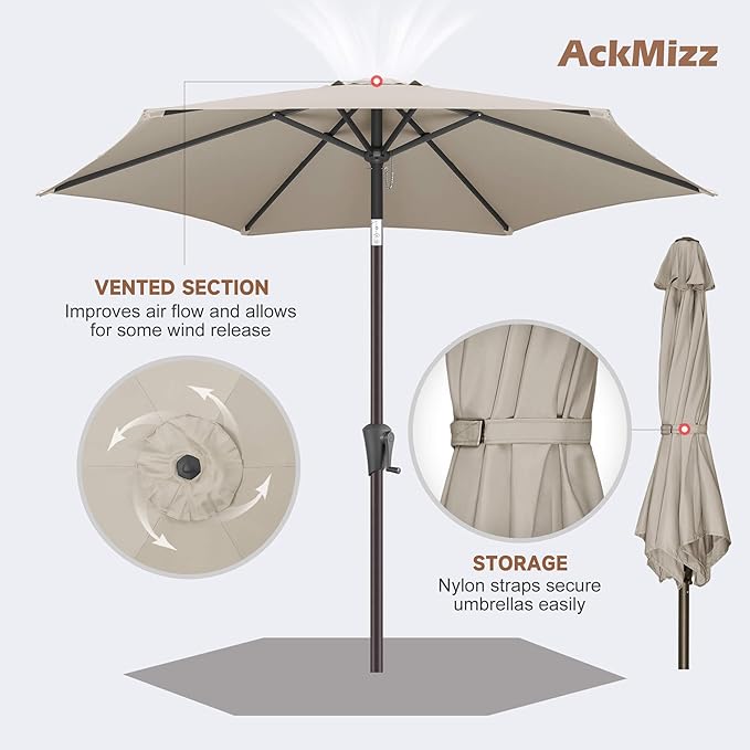 7.5FT Outdoor Patio Umbrella - Table Umbrella Waterproof UV Protection, Sombrillas de Patio with Push Button Tilt, Sun Umbrella for Pool, Porch, Garden, Deck, Backyard (Taupe)
