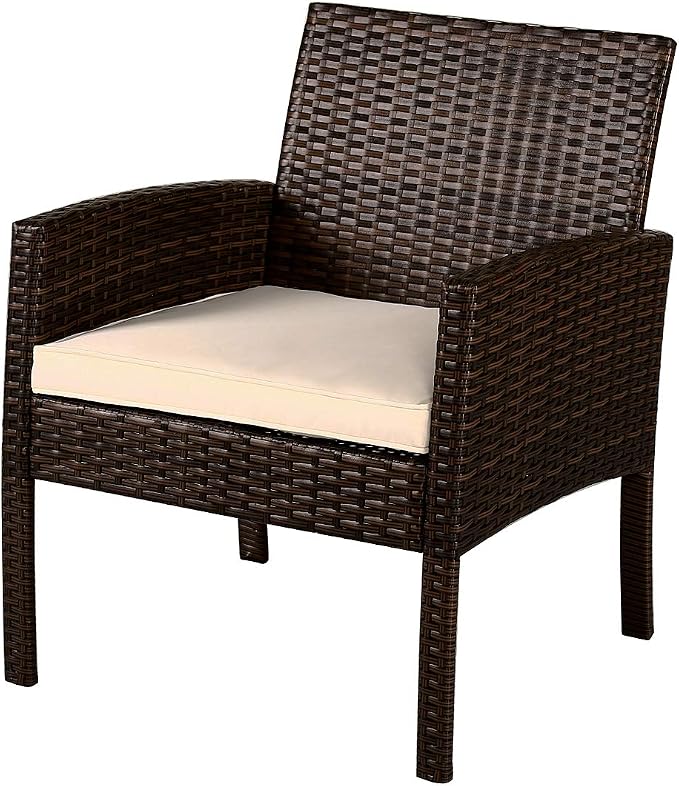 Tangkula Brown 4PCS Patio Rattan Furniture Converstation Set