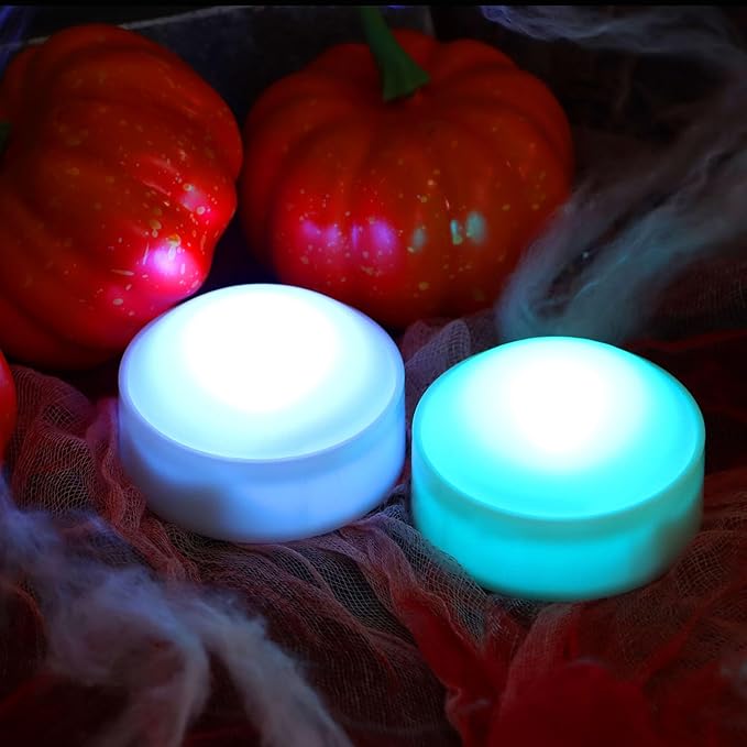 4 PCS Color Changing Halloween LED Pumpkin Candle Lights with Remote and Timer Battery Operated Colored Flameless Candle Set Bulk for Jack-O-Lantern Décor Halloween Party Home Spooky Decorations