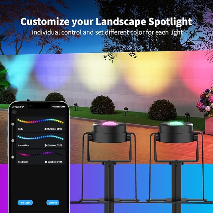 HISTAR Low Voltage Landscape Lighting with Bluetooth App Control & Remote, Outdoor Spot Lights for Fence Tree Pathway Lawn Decor, IP65 Waterproof All-in-One Permanent Outdoor Lights (8pack-RGBW)