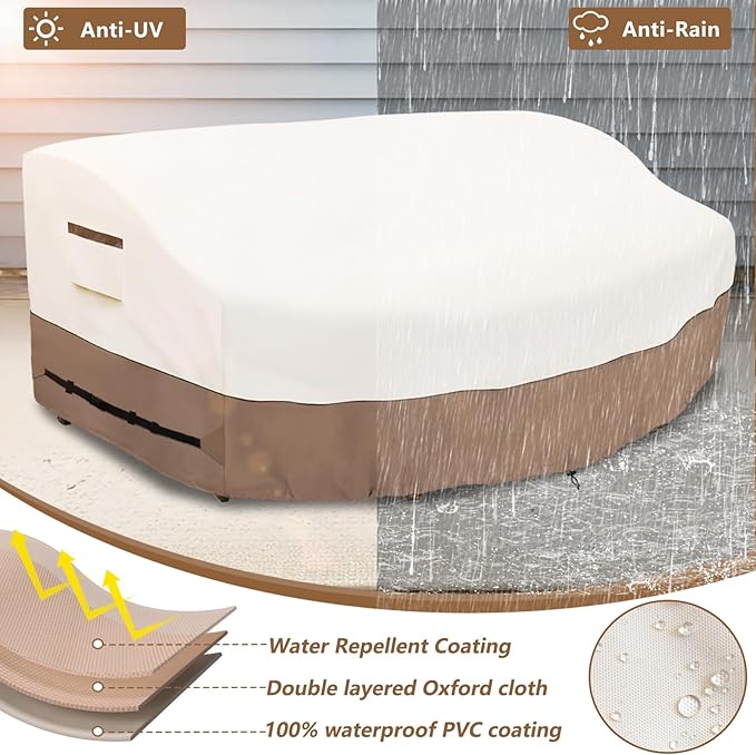 Outdoor Daybed Cover for 89" Patio Sofa - Heavy Duty 600D Waterproof UV-Resistant All-Weather Protection Furniture Cover with Air Vent (Beige)