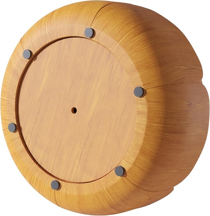 36" Round Outdoor Coffee Table Natural Waterproof Sturdy MGO Wood Texture Grain Drum Center Table for Patio Garden Backyard Living Room, No-Assembly