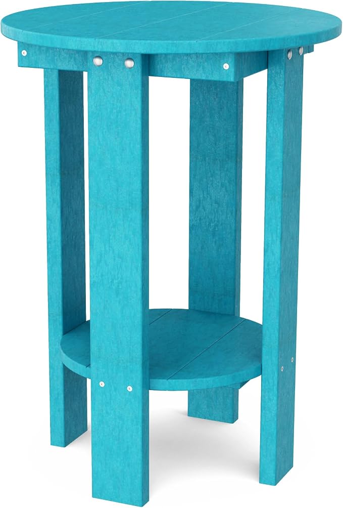 Wildridge Heritage Balcony Table, Aruba Blue - Outdoor Weather Resistant Recycled Plastic Furniture for Patio
