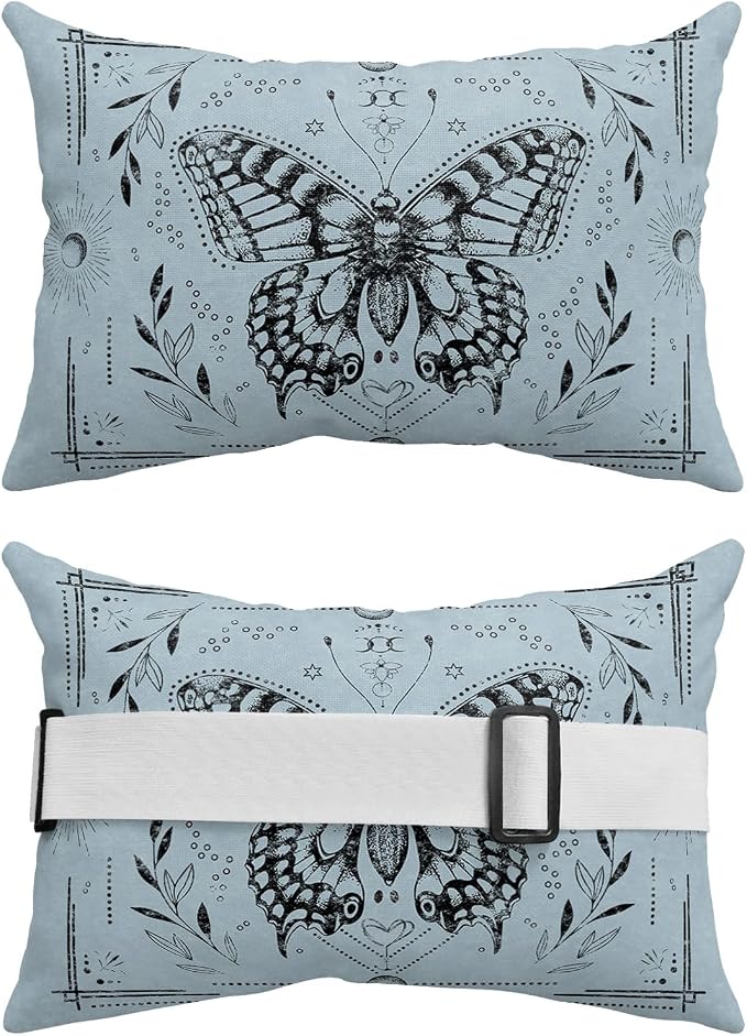 Outdoor Pillows Covers with Inserts Retro Butterfly Sun Leaves Mid Century Geometric Waterproof Pillow with Adjustable Strap Throw Pillows for Patio Furniture Recliner Lounge Chair, 11x16 inch, 1PCS
