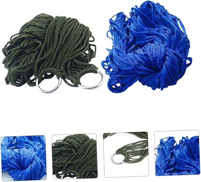 LIOOBO 2pcs Outdoor Nylon Rope Hammock Camping Bed Mesh Net Lightweight Hanging Hammock Chair for Traveling
