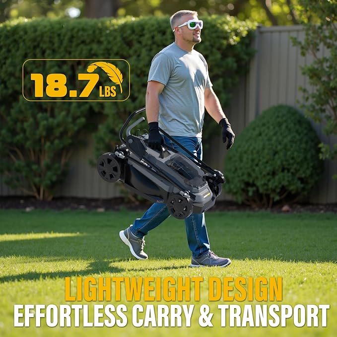 13-Inch Cordless Lawn Mower Compatible with Dewalt 20V MAX Battery, Brushless Electric Mower with 5-Position Height Adjustment & 8 Gal Bag for Small Yards (Tool Only)
