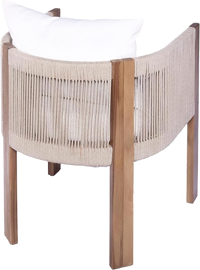 Christopher Knight Home Matera Acacia Wood Outdoor Dining Set for 8, 9 Piece Patio Dining Table and Chair Set, Wooden Outdoor Dining Armchair and Table Set with Removable Cushion, Light Teak+Beige