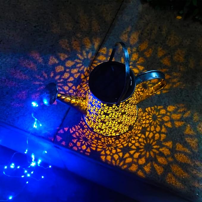 VOOKRY Solar Watering Can Lights, Large Retro Hanging Blue Solar Lights Outdoor Decorative Garden Decor Waterproof for Outside Patio Yard Porch Lawn Landscape, Gifts for Women Mom Grandma Mother's Day