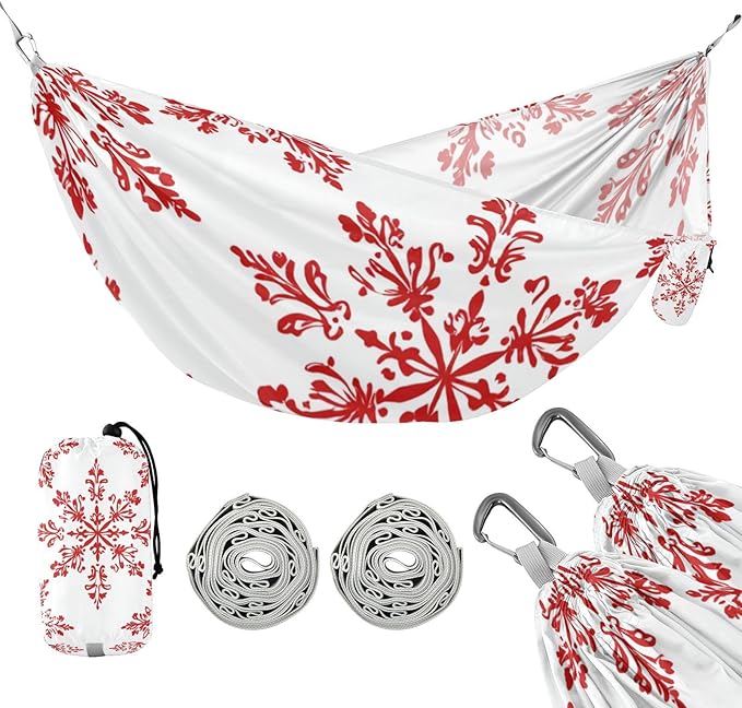 Red Snowflake Traditional Chinese Style 330lb Capacity Outdoor Hammocks with Tree Straps Swing Hammock for Outside Beach Patio Garden amacas para patios con Base de adultos