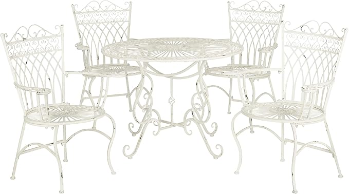 Safavieh Outdoor Collection Thessaly Antique White 5 Piece Patio Set