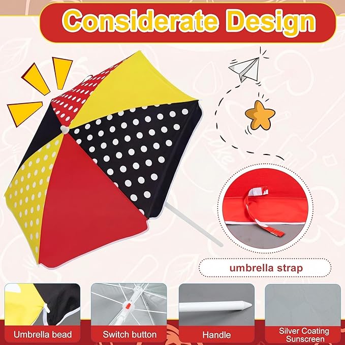 Dansydaisy Beach Umbrella for Water Table, Picnic Table Shade, 47 Inch Replacement Portable Outdoor Umbrella, UV Protection for Sand Play Camping Patio Garden, Tables Not Included