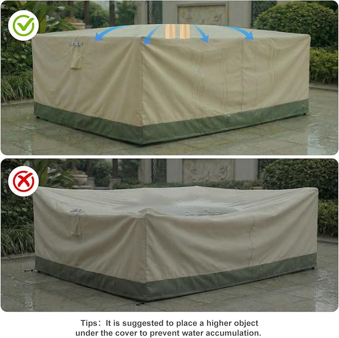 BPS Patio Furniture Cover for Outdoor Table and Chairs, 600D Waterproof and Anti-UV Patio Sectional Set Cover for Outside General Purpose Furniture, 112''L x 84''W x 32''H