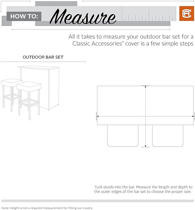 Classic Accessories Veranda Water-Resistant 41 Inch Outdoor Bar Set Cover, Patio Furniture Covers