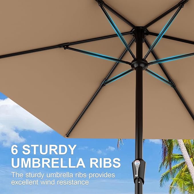 AreShark 9FT Patio Umbrella, Outdoor Umbrellas with 6 Sturdy Ribs