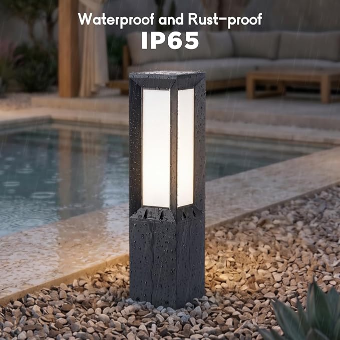 Solar Pathway Lights Outdoor, 23.6" Landscape Path Lights, IP65 Waterproof Bollard Light, Dusk to Dawn Solar Lamp Path Light, 3000K Commercial Pathway Lighting for Driveway Walkway Lawn Patio