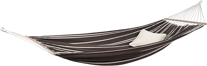 Brasilia Hammock, Handwoven, Polyester/Cotton Blend, Mocha, Single Size, Spreader Bar, 122" L X 55" W, Holds up to 330lbs