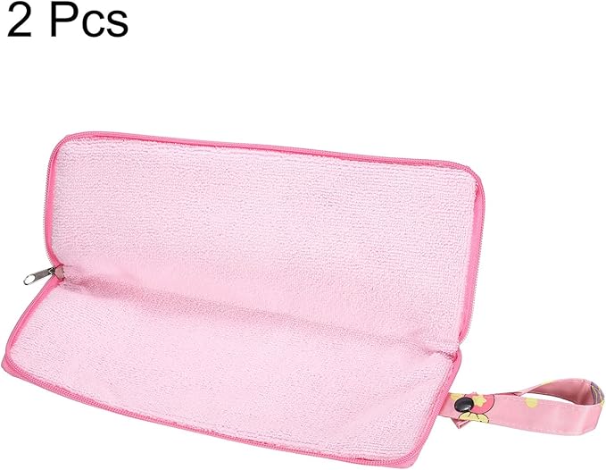 HARFINGTON 2pcs Wet Umbrellas Bag 4.9" x 11" Superfine Fiber Strong Water Absorption Umbrella Case Cover Portable Waterproof Case for Storage Travel Home Outdoor, Pink