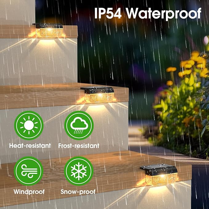 Eyrosa Solar Deck Lights 16 Pack, Solar Lights Outdoor Waterproof for Outside, Stairs, Step, Fence, Yard, Garden, Patio, Pool, Railing (Warm White)