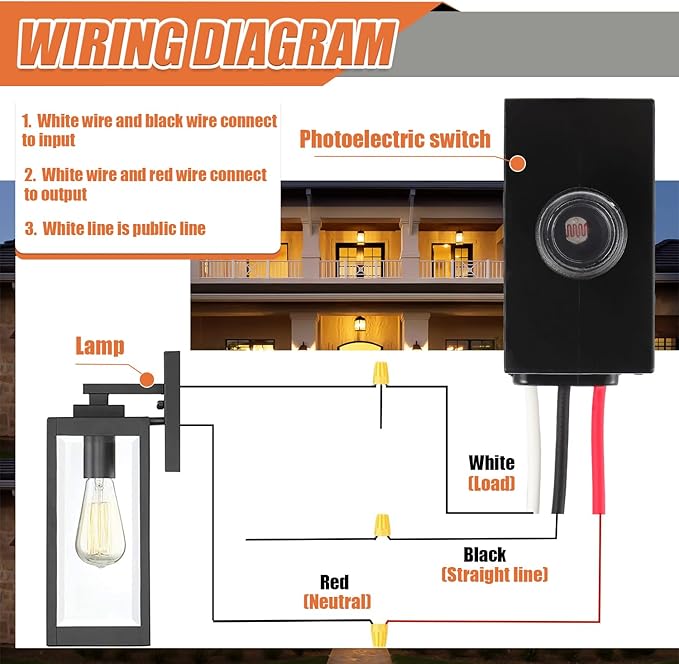 2 Pack Dusk to Dawn Sensor 120-277V Photoelectric Switch Photocell Light Sensor Hardwired Post Eye Light for Most Outdoor Lighting Fixtures