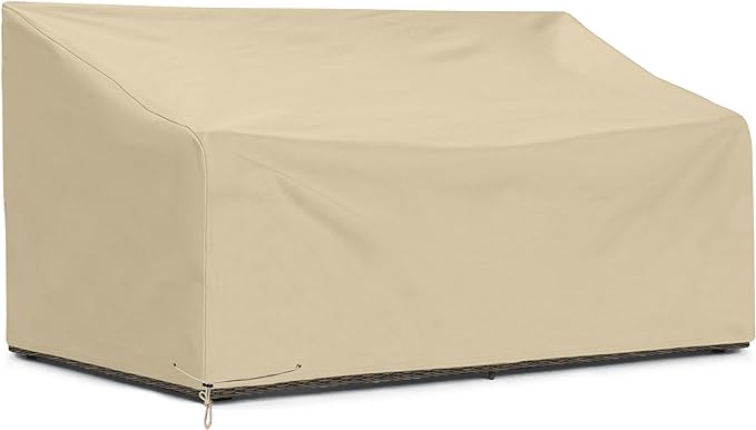 SunPatio Outdoor Patio Sofa Cover - Heavy Duty Deep Seat Couch Cover with Waterproof Seam, All Weather Protection, 80"L x 39"W x 32"H, Beige