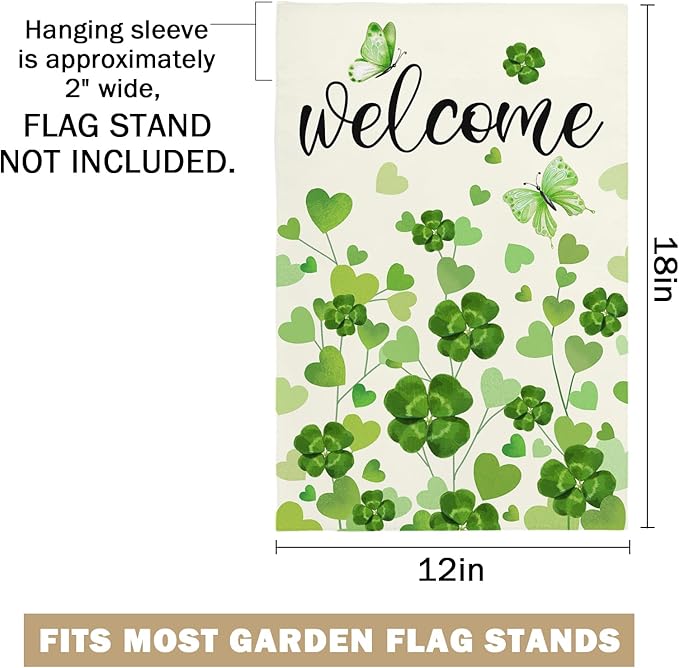 St Patricks Day Garden Flag 12X18 IN Double Sided Welcome Garden Flags for Outside Spring Summer Farmhouse Yard Outside Decoration