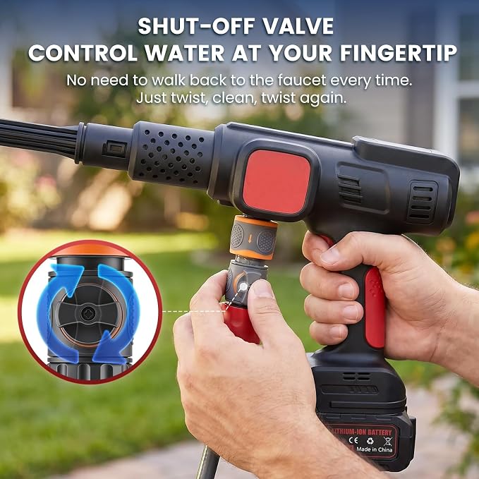 Cordless Portable Washer, 1750 PSI Max Brushless Motor, Hanheld Washer with 4.0Ah Batteries, LCD Display & 4 Gears, Direct Tap & Garden Hose, 7-in-1 Nozzle & Foam Cannon for Auto,Patio, Siding