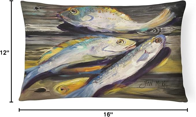 Caroline's Treasures JMK1116PW1216 Fish on The Dock Canvas Fabric Decorative Pillow Machine Washable, Indoor Outdoor Decorative Pillow for Couch, Bed or Patio, 12HX16W