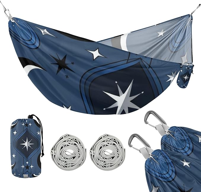 Celestial Pattern Outdoor Hammocks with Tree Straps Fabric Hammock for Camping & Hiking Essential