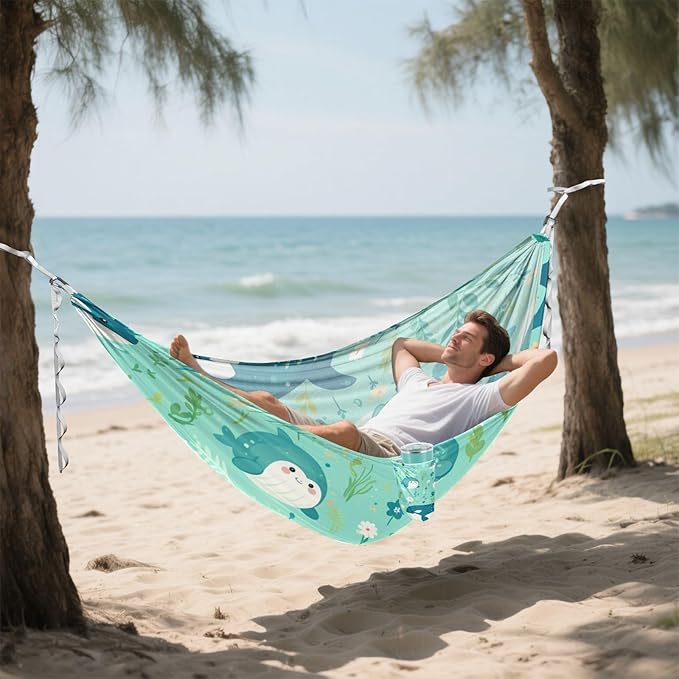 Delicate Cartoon Orca Green 330lb Capacity Hammocks Tree Hammock for Indoor Outdoor Patio jamaca para Patio
