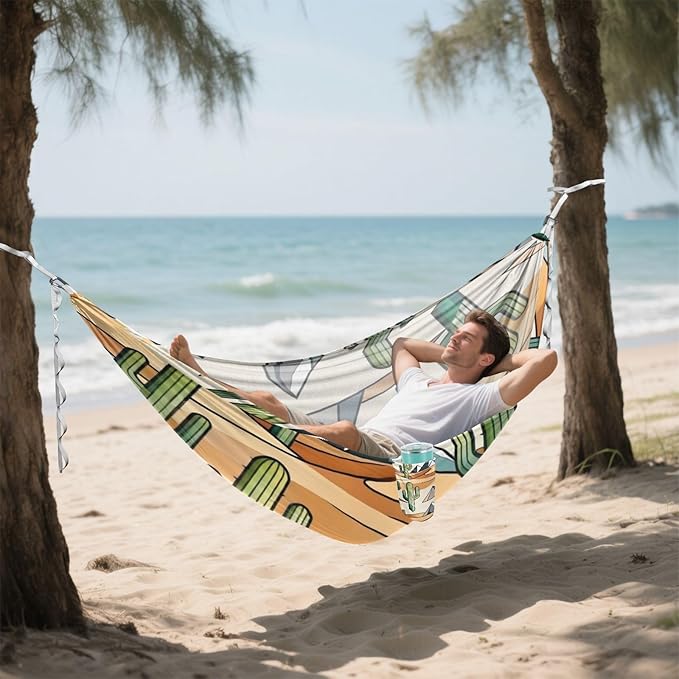 Desert Cactus Scene Hammocks for Camping with Portabl Carry Bag Hanging Hammock Outside Beach Patio Garden