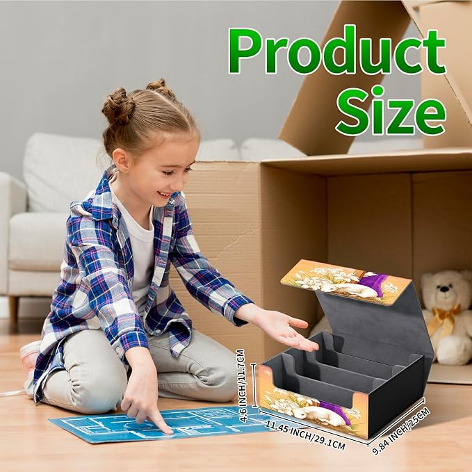 Large Card Deck Box for MTG, Fits 1200+ Sleeved Cards, PU Leather Storage Case with Strong Magnetic Closure, Multiple Colors Available for TCG CCG Baseball Card Collections, Goat Pigeon