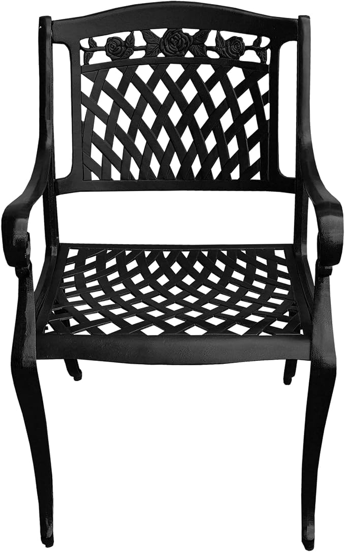 Oakland Living Modern Ornate Outdoor Mesh Aluminum 48-in Black Round Patio Dining Set with Four Chairs